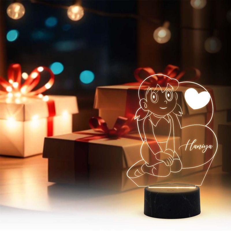 3D Illusion Suzuka Cartoon Night Lamp with Warm White Light Customized with Name Best Gift for Children Girls Boys Gift for Cartoon Lover